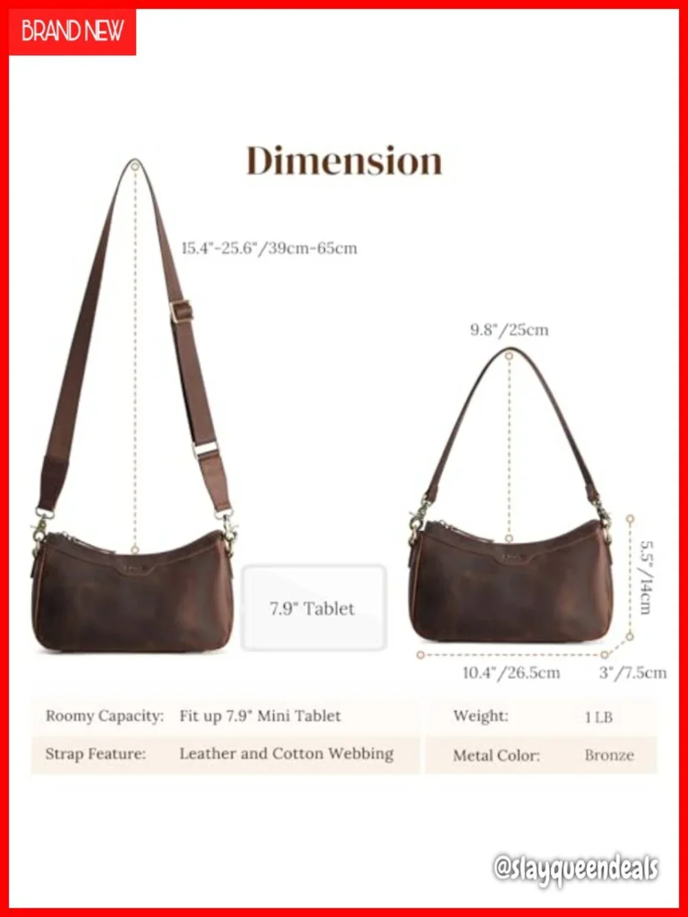 Top Grain Leather Hobo Bag Crossbody Shoulder Purse Women Small 2 Straps